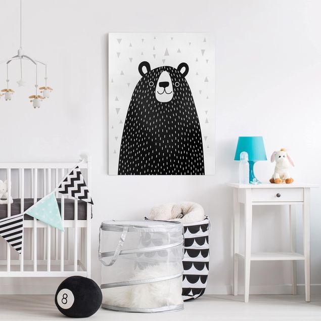 Wandbilder Schwarz-Weiß Tierpark mit Mustern - Bär