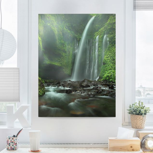 Leinwand Bilder XXL Tropischer Wasserfall