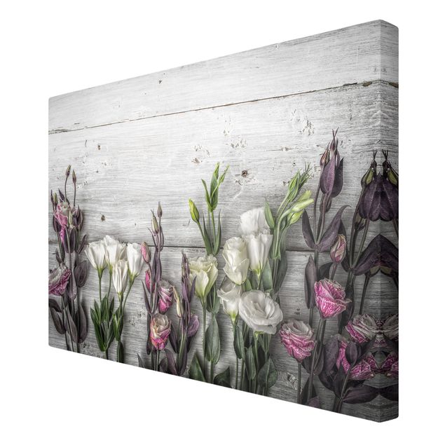 Tulpen-Rose Shabby Holzoptik Smart 60 x 210 cm Bilderwelten Küchenrückwand Panorama Folie 