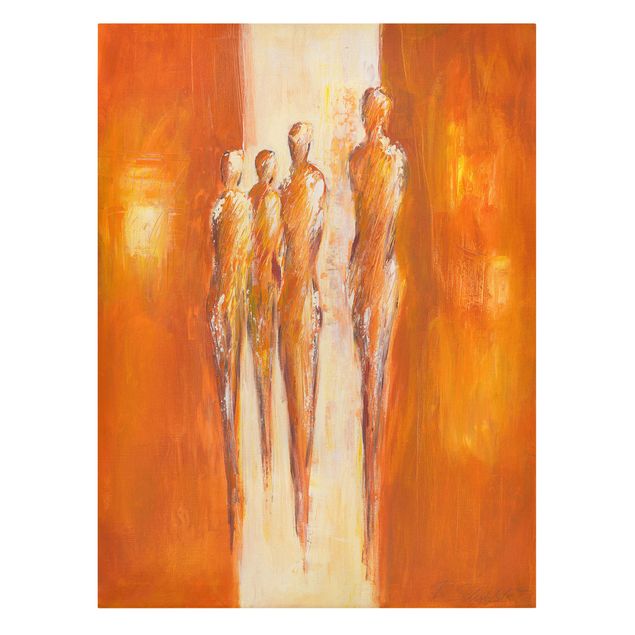 Kunstdrucke auf Leinwand Petra Schüßler - Vier Figuren in Orange 02