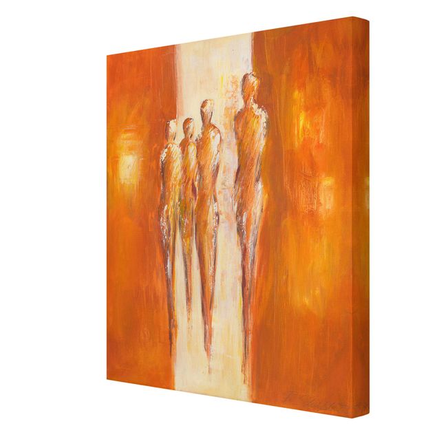 Wandbilder Wohnzimmer modern Petra Schüßler - Vier Figuren in Orange 02