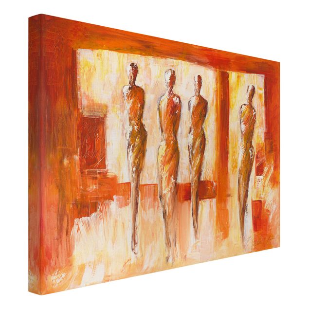 Wandbilder abstrakt Vier Figuren in Orange