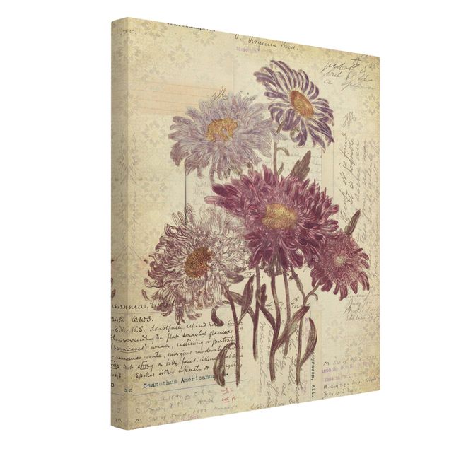 Leinwand Sprüche Vintage Blumen mit Handschrift