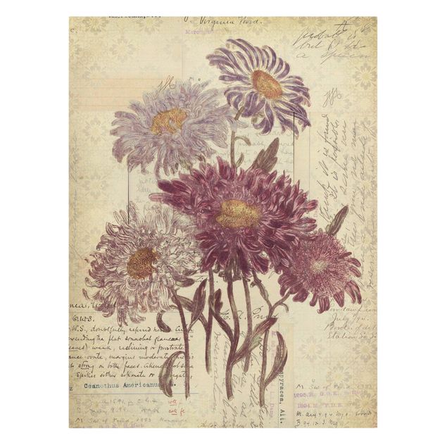 Bilder für die Wand Vintage Blumen mit Handschrift