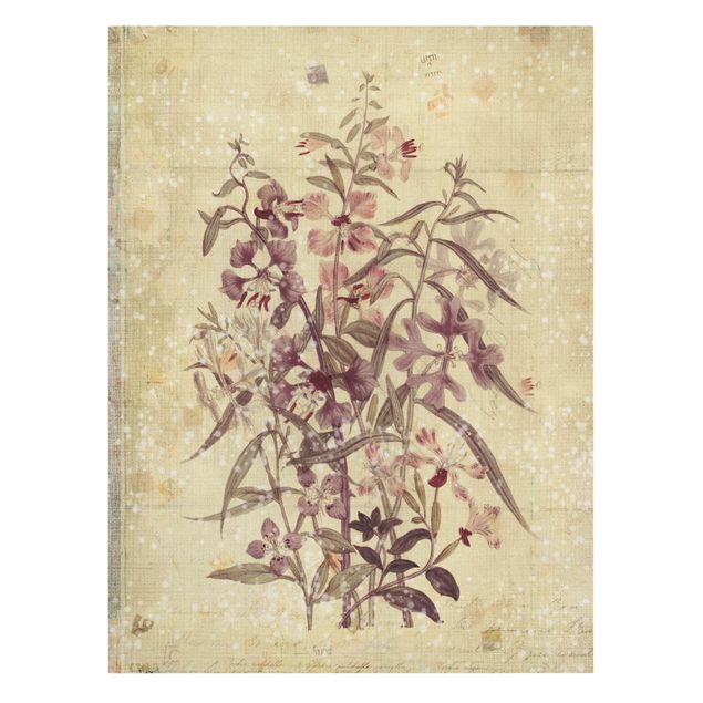 Schöne Wandbilder Vintage Florale Leinenoptik
