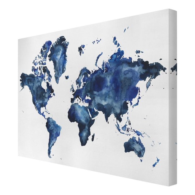 Leinwandbilder Wasser-Weltkarte hell