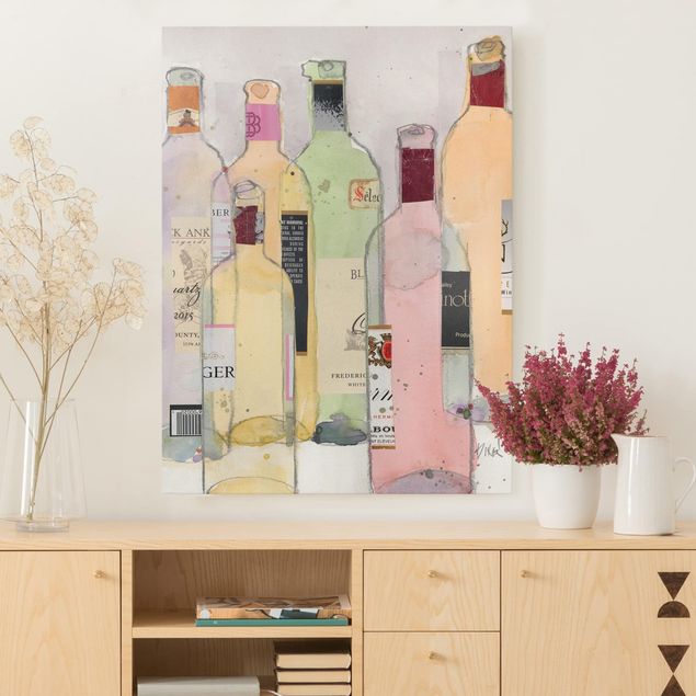 Leinwandbilder XXL Weinflaschen in Wasserfarbe I