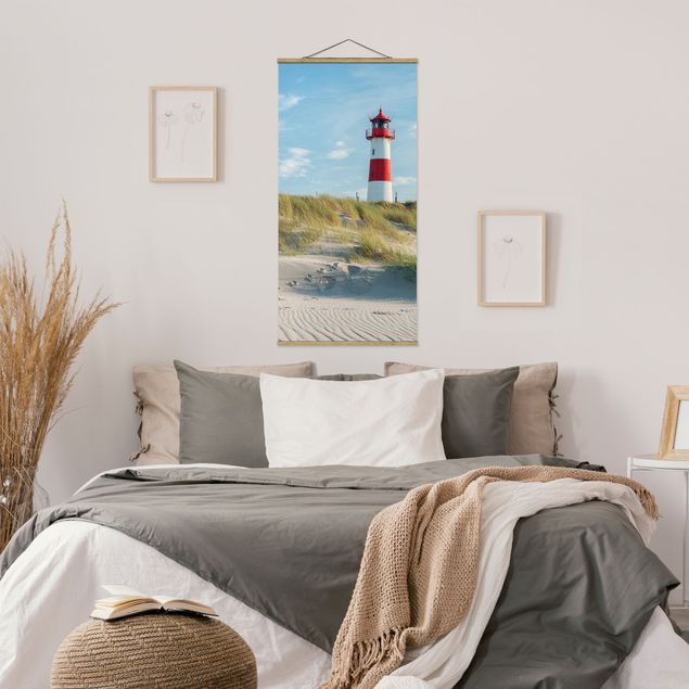 Stoffbilder zum Aufhängen Leuchtturm an der Nordsee