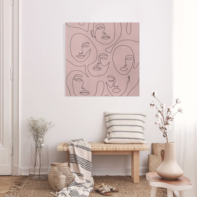Moderne Leinwandbilder Wohnzimmer Line Art - Beauty Portraits in Blush Rose