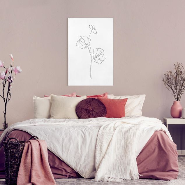 Leinwandbilder Wohnzimmer modern Line Art Blumen - Erbsenpflanze