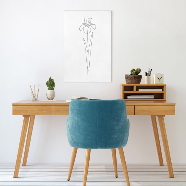 Leinwandbilder Wohnzimmer modern Line Art Blumen - Iris