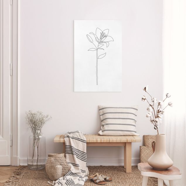 Wandbilder Schwarz-Weiß Line Art Blumen - Lilie