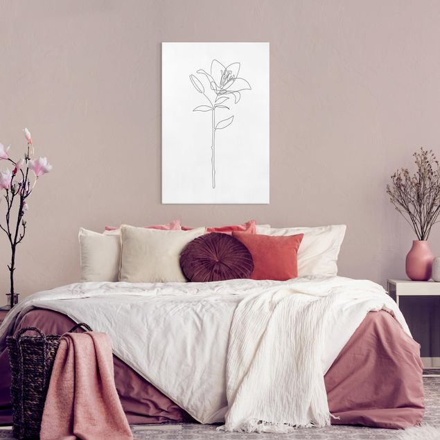 Leinwandbilder Wohnzimmer modern Line Art Blumen - Lilie
