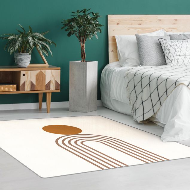 Teppich abstrakt Line Art Kreis und Linien Kupfer