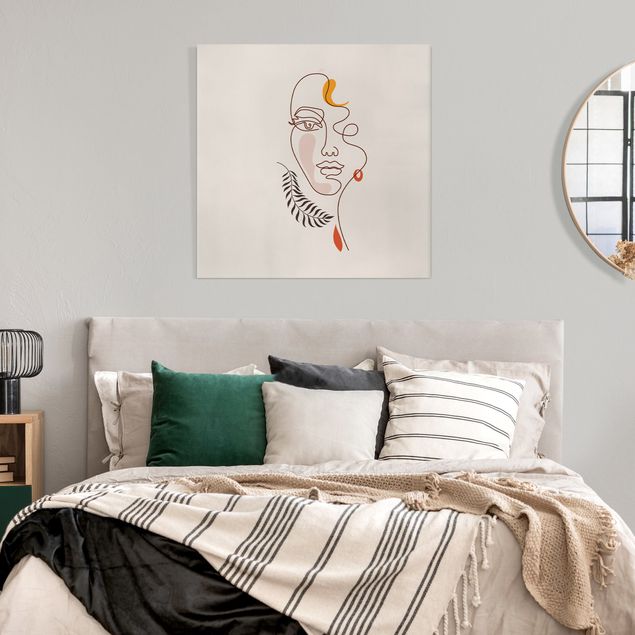 Moderne Leinwandbilder Wohnzimmer Lineart Portrait