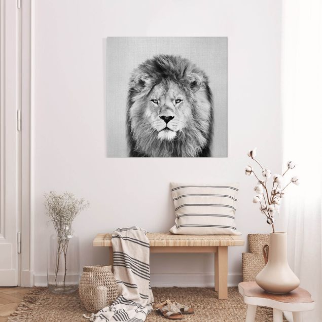 Löwen Leinwand Löwe Linus Schwarz Weiß