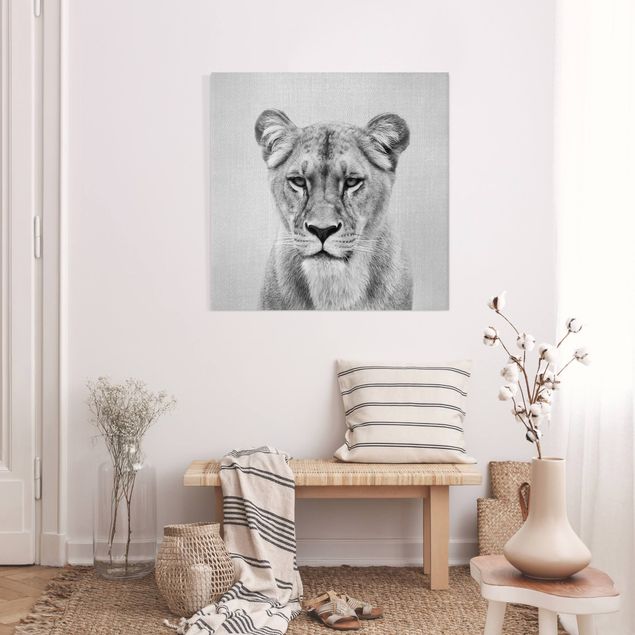 Wandbilder Löwe Löwin Lisa Schwarz Weiß