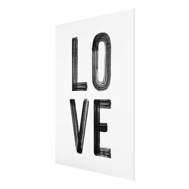Glasbild - Love Typo in Schwarz - Hochformat