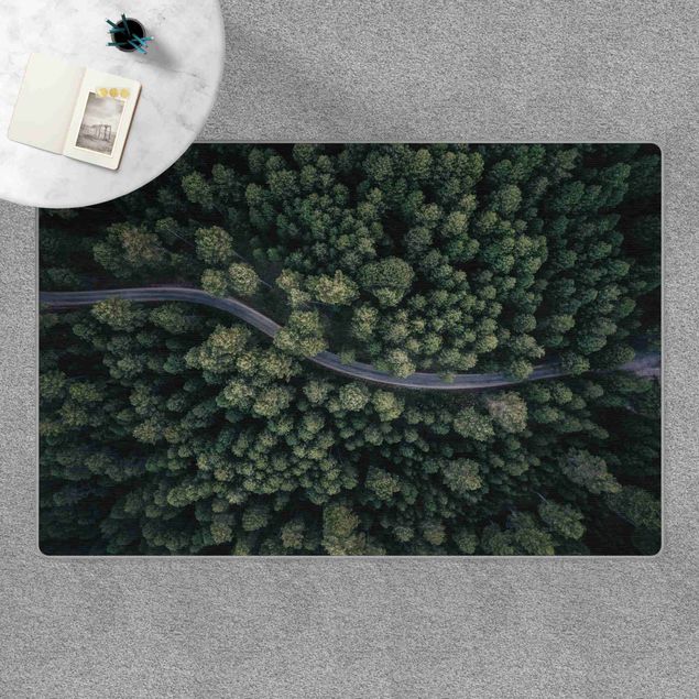 Teppich Wald Luftbild - Waldstraße von Oben