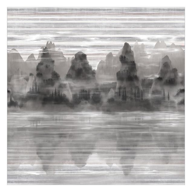 Wandtapete Design Malerische Berge im mystischem Nebel