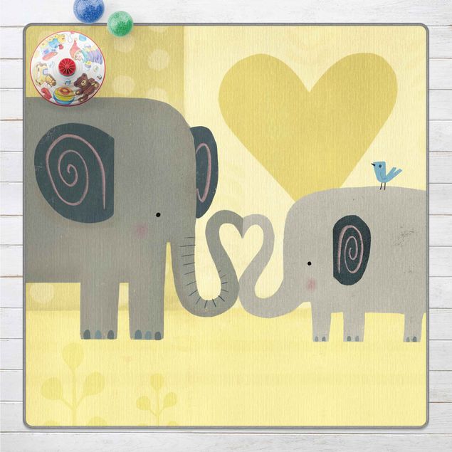 Moderner Teppich Mama und ich - Elefanten