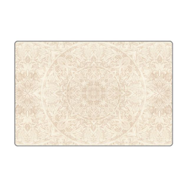 Waschbare Teppiche Mandala Aquarell Muster Ornament beige
