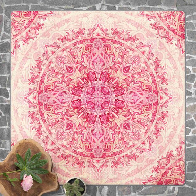 Pinker Teppich Mandala Aquarell Ornament Muster pink