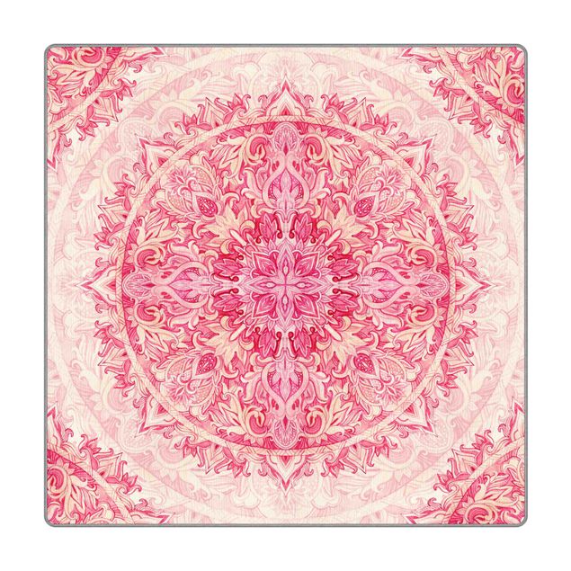 Teppich - Mandala Aquarell Ornament Muster pink