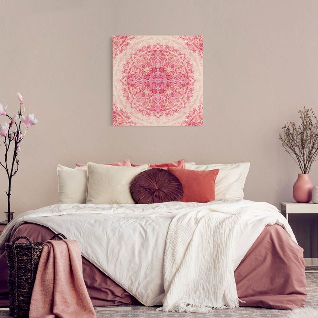 Muster Leinwand Mandala Aquarell Ornament Muster pink