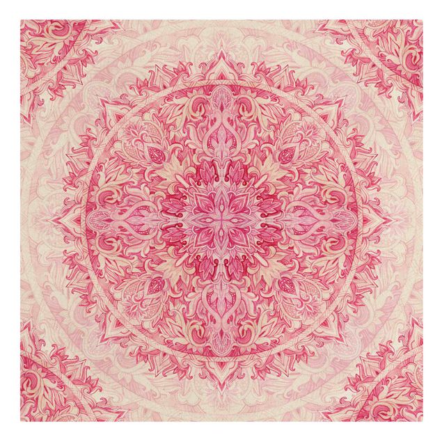 Bilder für die Wand Mandala Aquarell Ornament Muster pink