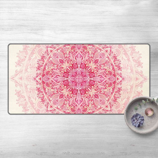 Moderne Teppiche Mandala Aquarell Ornament pink