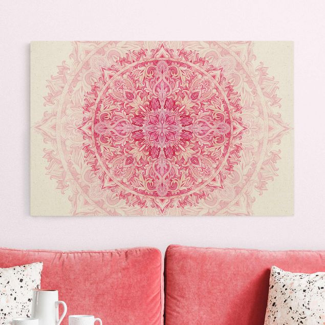 Kunstdrucke auf Leinwand Mandala Aquarell Ornament pink