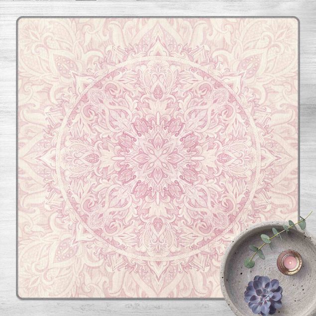 Teppich modern Mandala Aquarell Ornament rosa