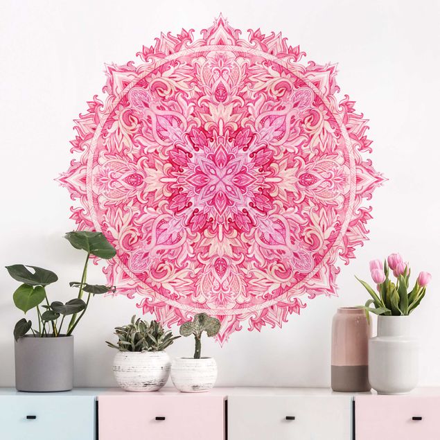 Wandtattoo - Mandala handgemalt aquarell pink