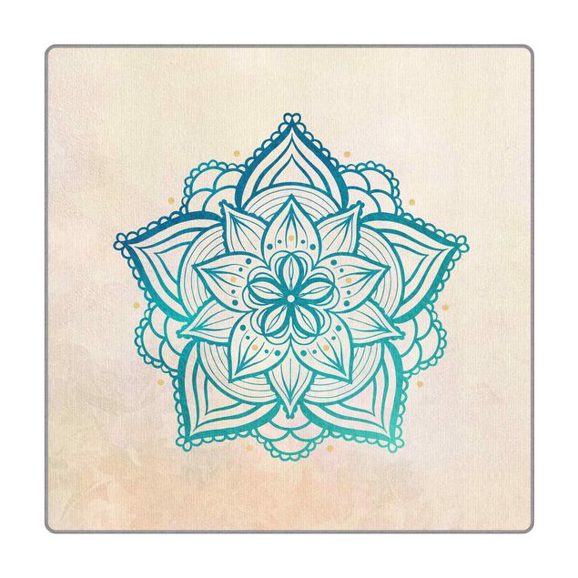Teppich - Mandala Illustration Mandala gold blau