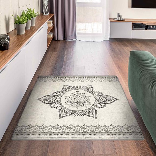 Teppiche Mandala Lotus Betonoptik