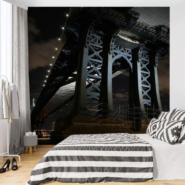 Fototapete modern Manhattan Bridge bei Nacht