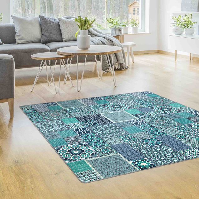 Teppiche Marokkanische Mosaikfliesen türkis blau