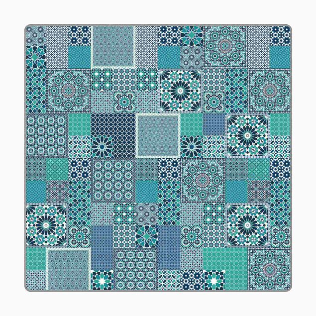 Teppich - Marokkanische Mosaikfliesen türkis blau