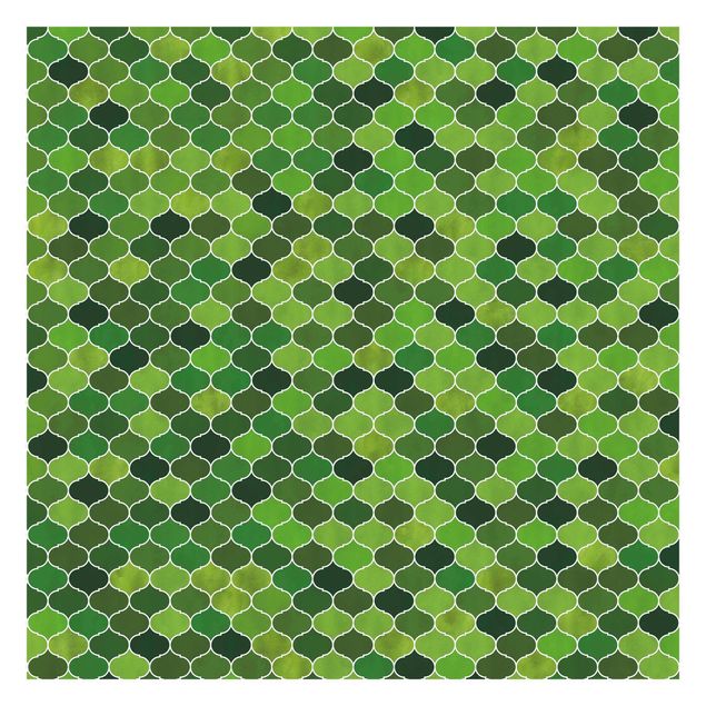 Tapete grün Marokkanisches Aquarell Muster Grün