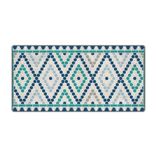 Teppich Esszimmer Marokkanisches Fliesenmuster Türkis Blau