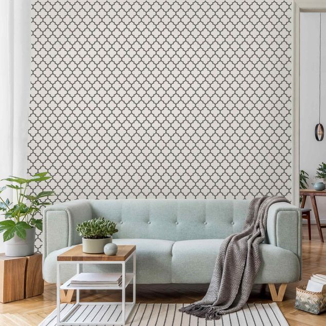 Moderne Tapeten Marokkanisches Muster mit Ornamenten Grau