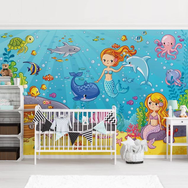 Kinderzimmer Tapete Tiere Meerjungfrau - Unterwasserwelt