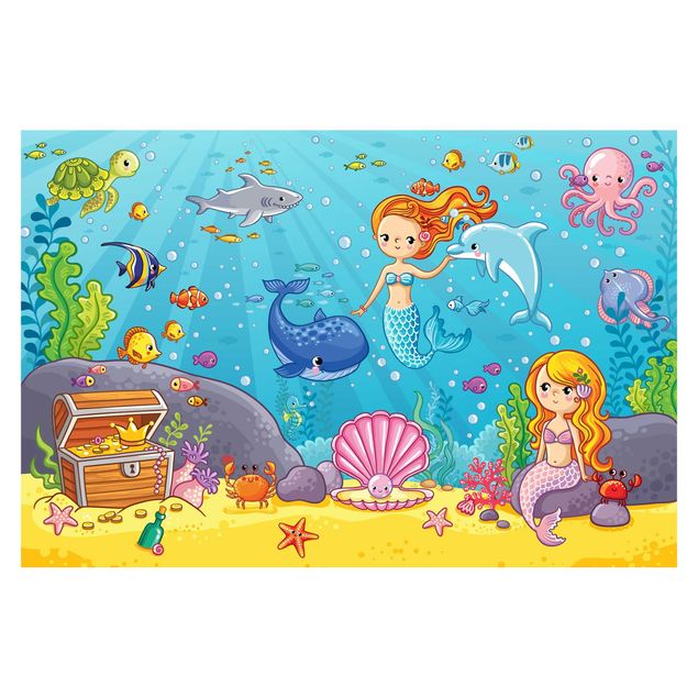 Wandtapete Design Meerjungfrau - Unterwasserwelt