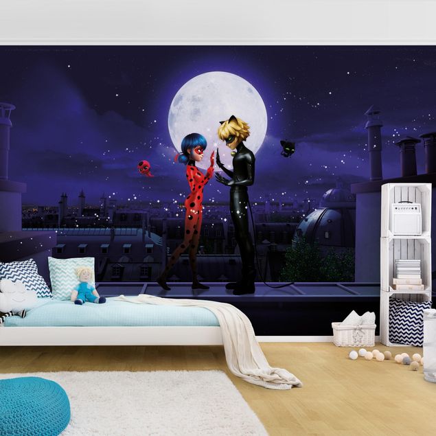 Wandtapete Design Miraculous Ladybug and Cat Noir im Mondlicht
