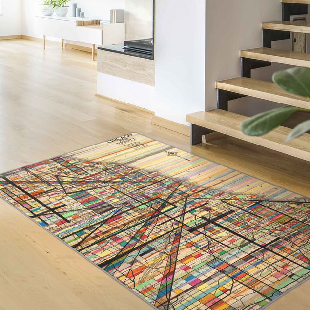 Teppich bunt Moderne Karte von Chicago