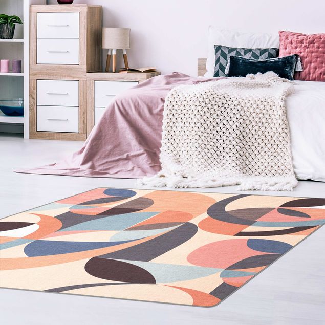 Teppich beige Moderne Kreise