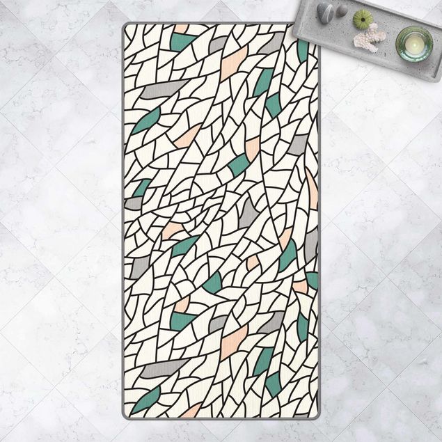 Moderner Teppich Mosaiklinien Muster Pastell
