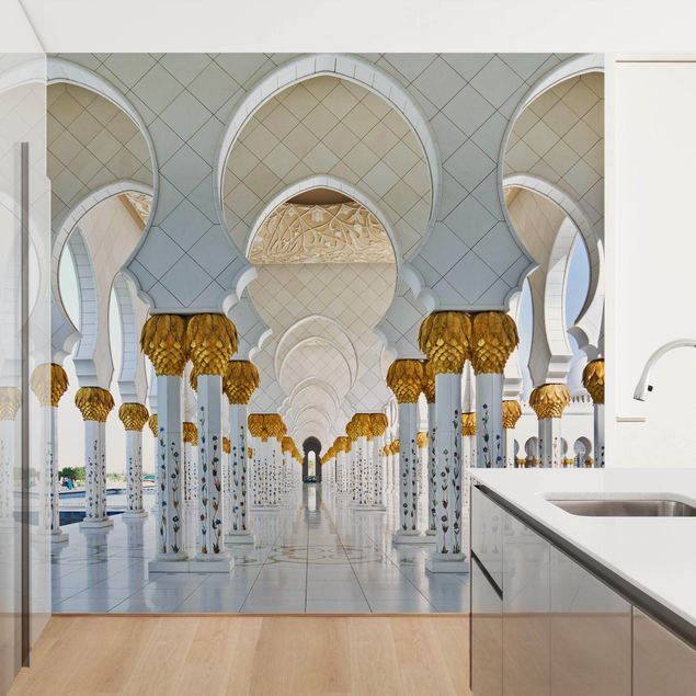 Tapeten weiß Moschee in Abu Dhabi