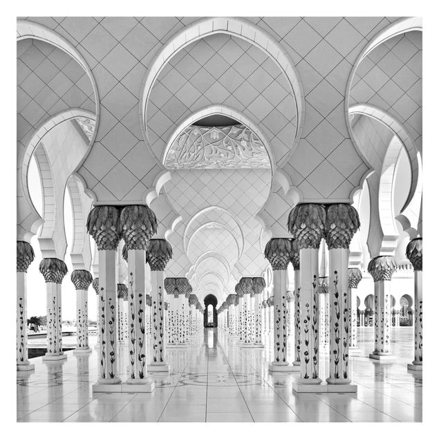 Design Tapete Moschee in Abu Dhabi Schwarz-Weiß
